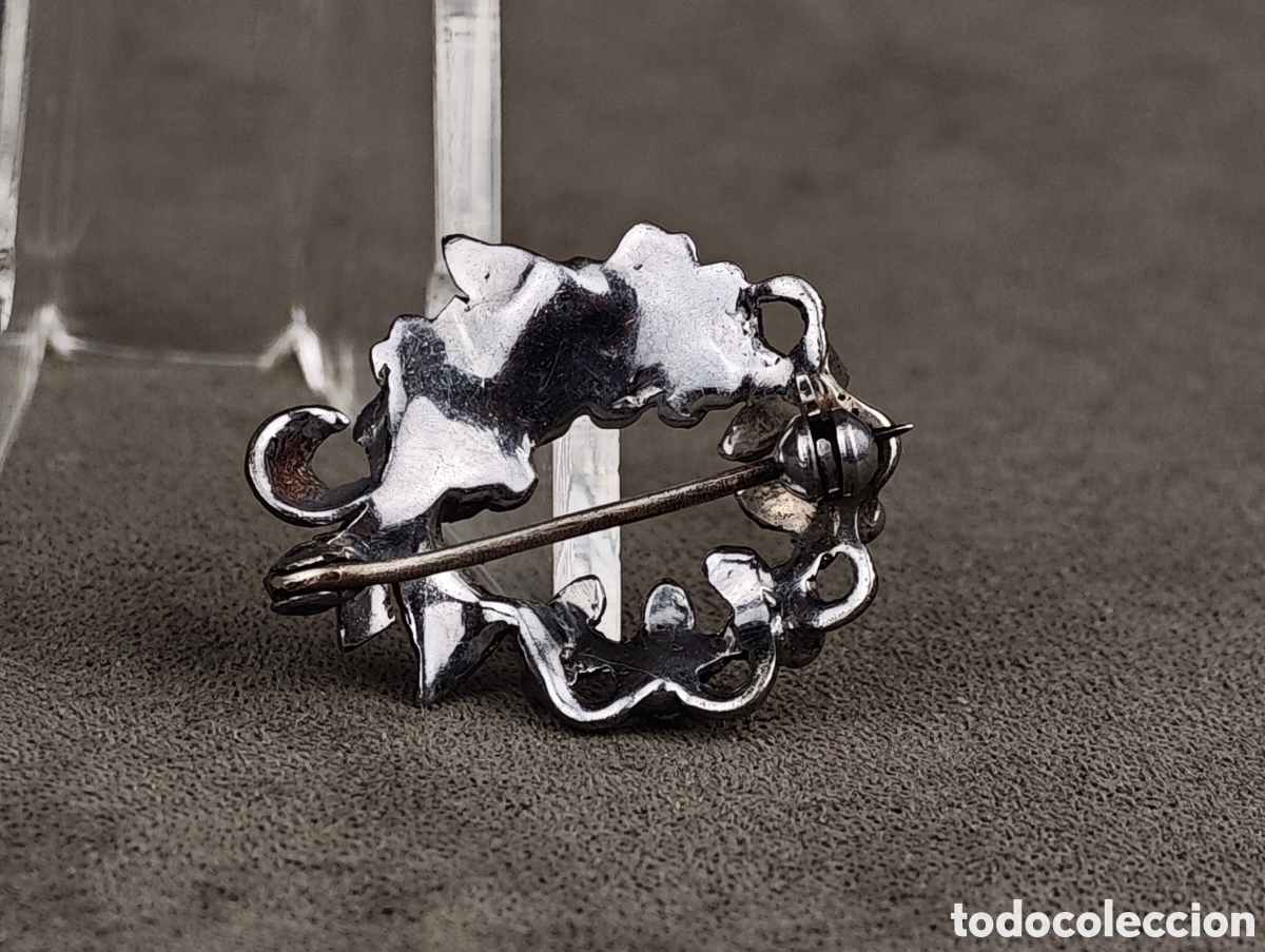 Joyeria: Antiguo Broche de Metal Plateado - Foto 8