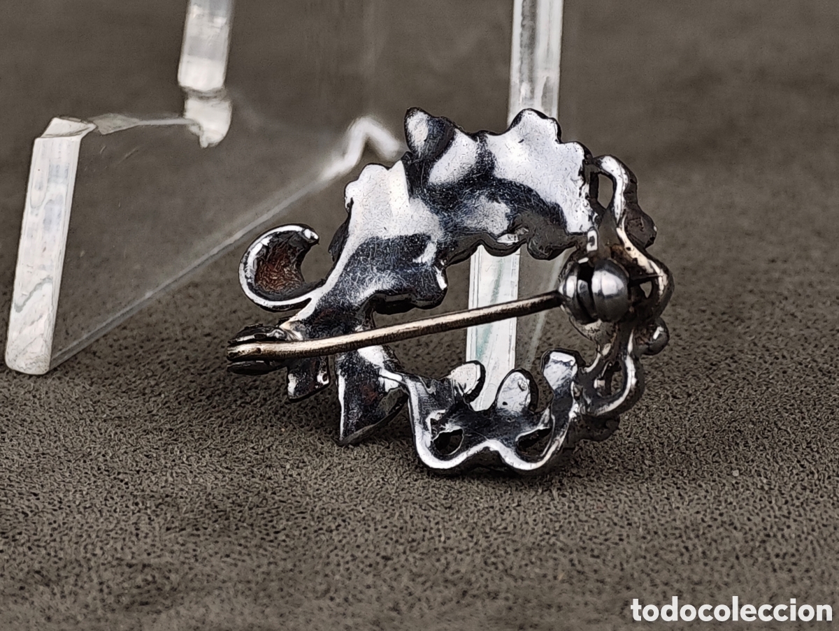 Joyeria: Antiguo Broche de Metal Plateado - Foto 9
