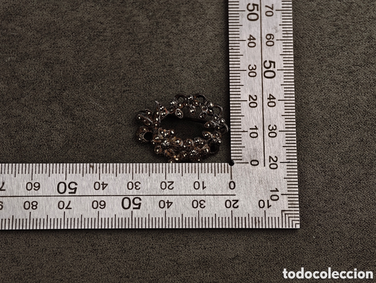 Joyeria: Antiguo Broche de Metal Plateado - Foto 10