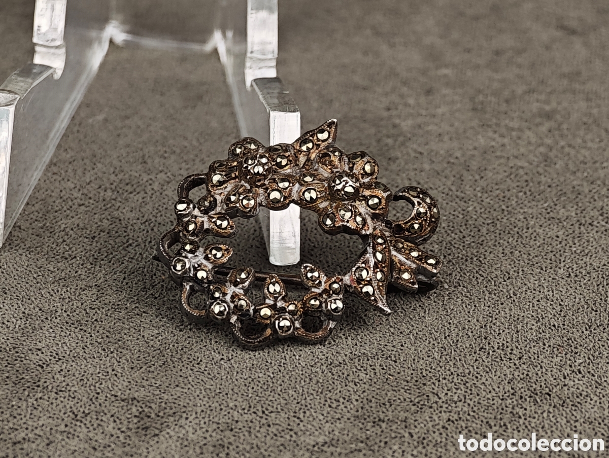 Joyeria: Antiguo Broche de Metal Plateado - Foto 1