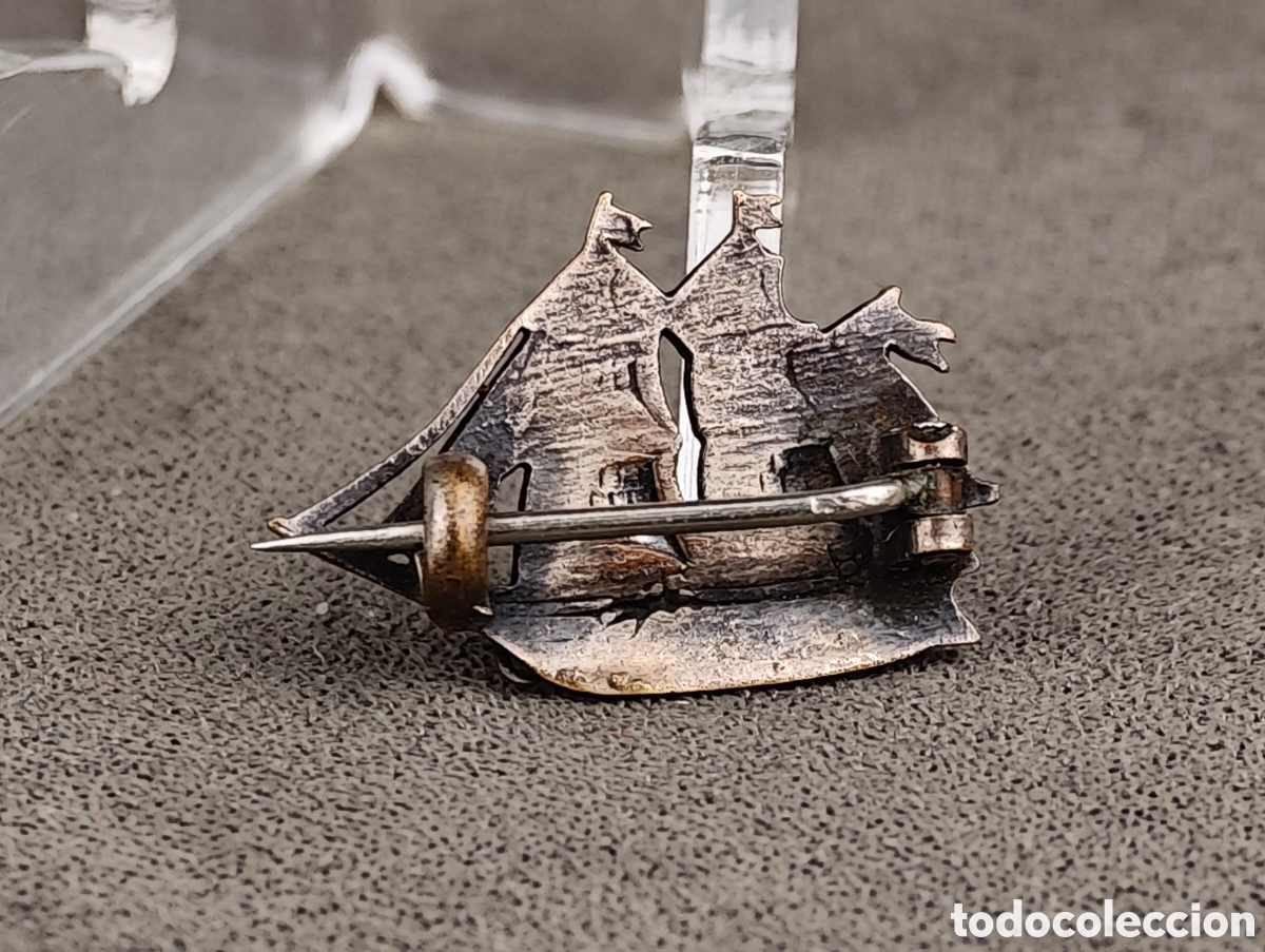 Joyeria: Antiguo Broche de Metal Plateado - Foto 6