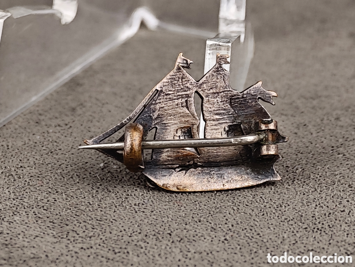 Joyeria: Antiguo Broche de Metal Plateado - Foto 7