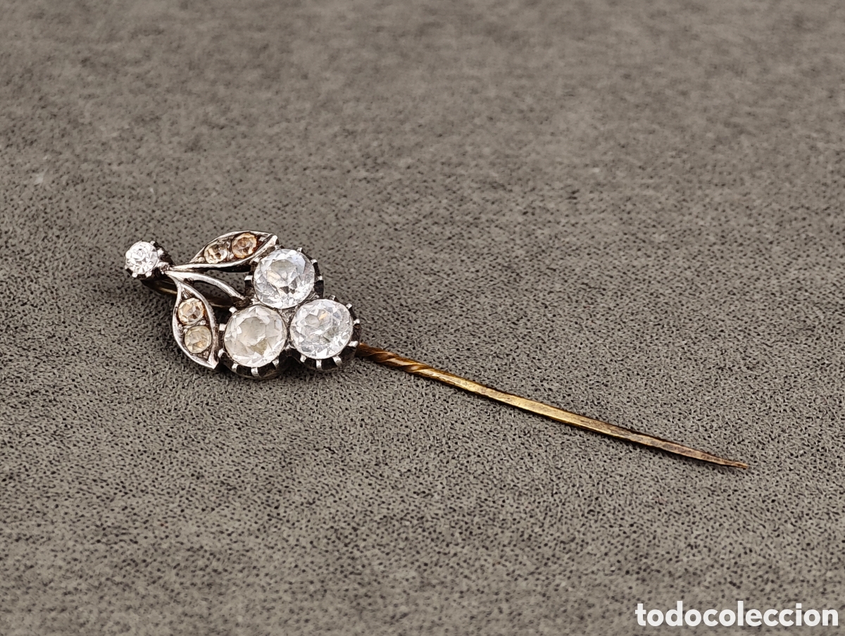 Joyeria: Antiguo Broche Aguja de Plata y Cristal de Roca - Foto 2