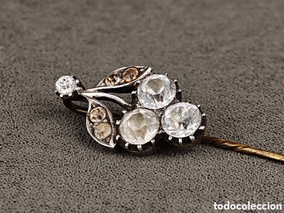 Joyeria: Antiguo Broche Aguja de Plata y Cristal de Roca - Foto 4