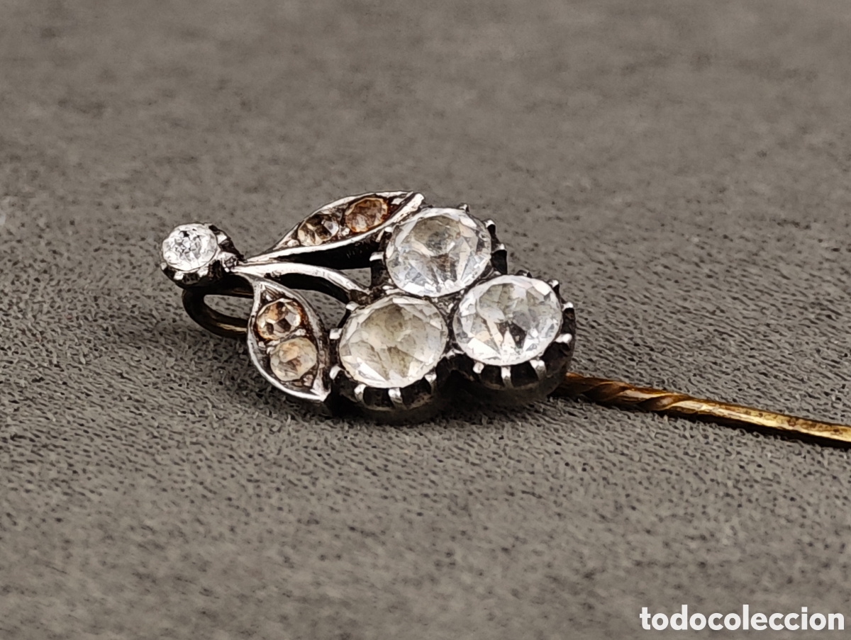 Joyeria: Antiguo Broche Aguja de Plata y Cristal de Roca - Foto 5