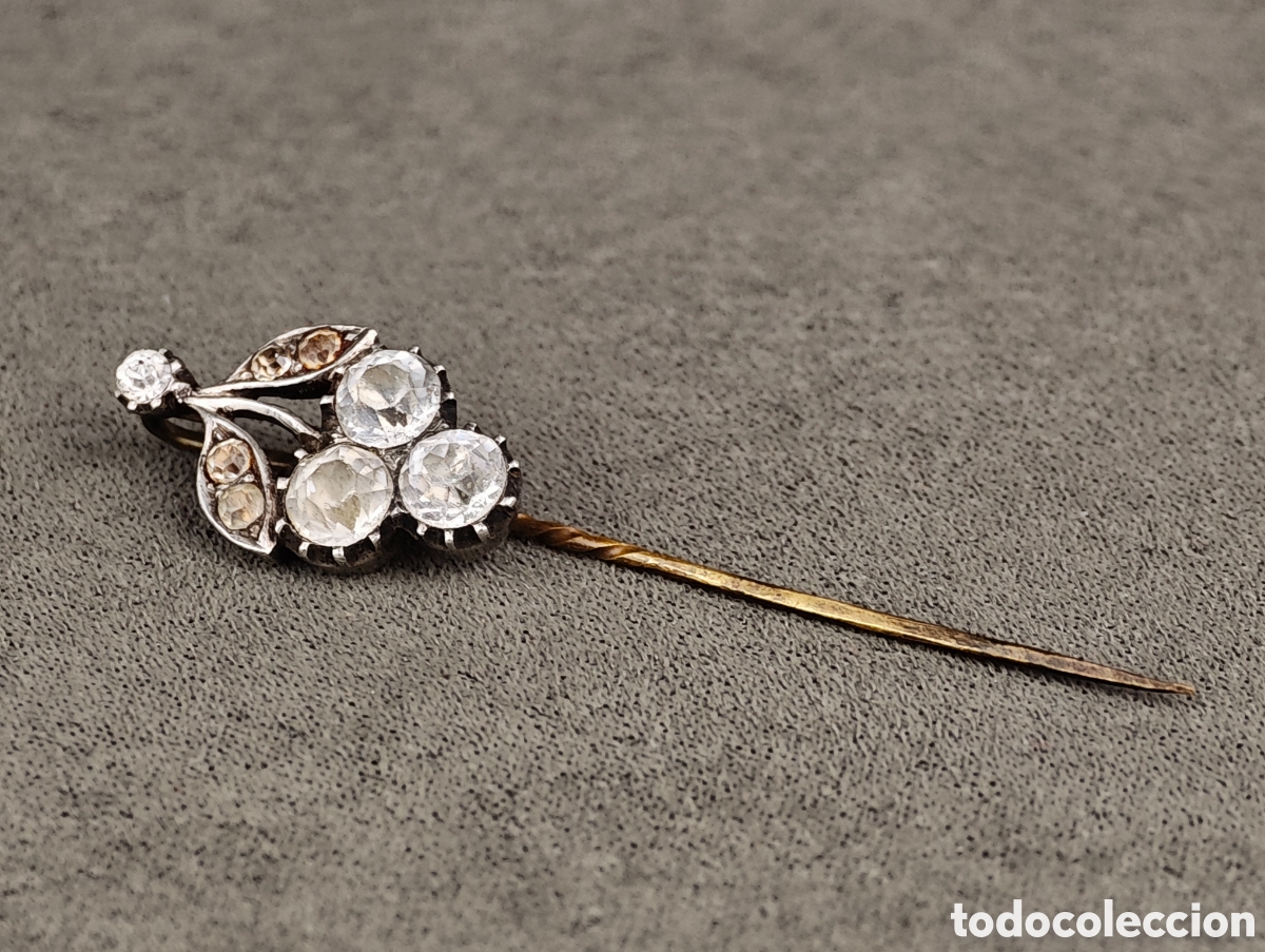 Joyeria: Antiguo Broche Aguja de Plata y Cristal de Roca - Foto 1