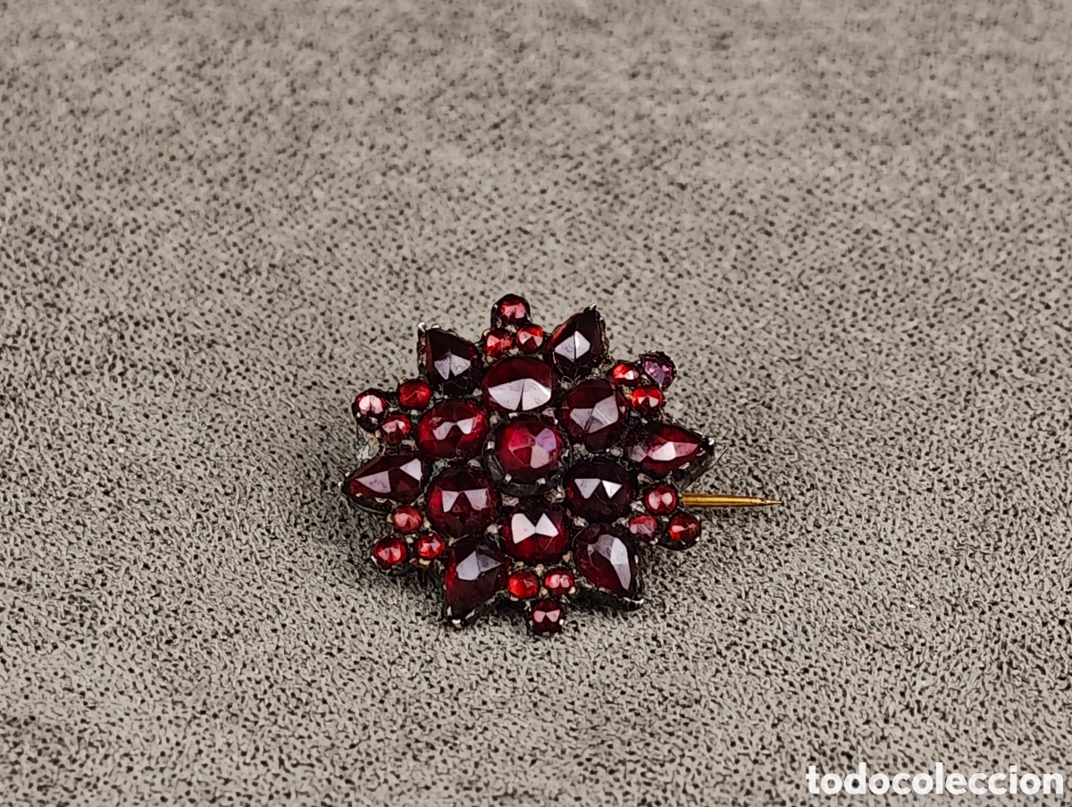 Joyeria: Antiguo Broche de Plata y Granates - Foto 2
