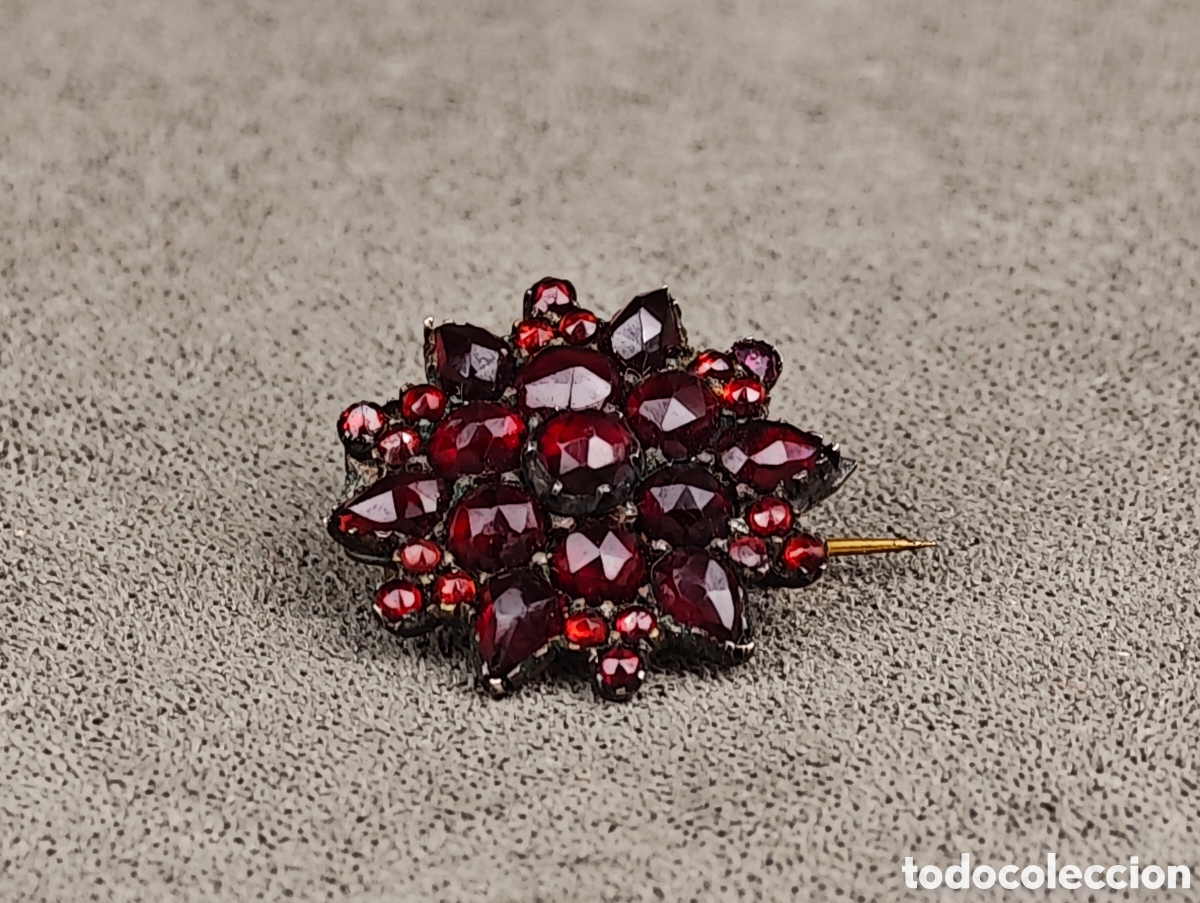 Joyeria: Antiguo Broche de Plata y Granates - Foto 3