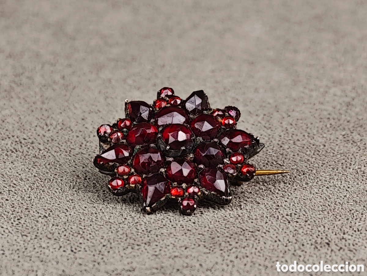 Joyeria: Antiguo Broche de Plata y Granates - Foto 4