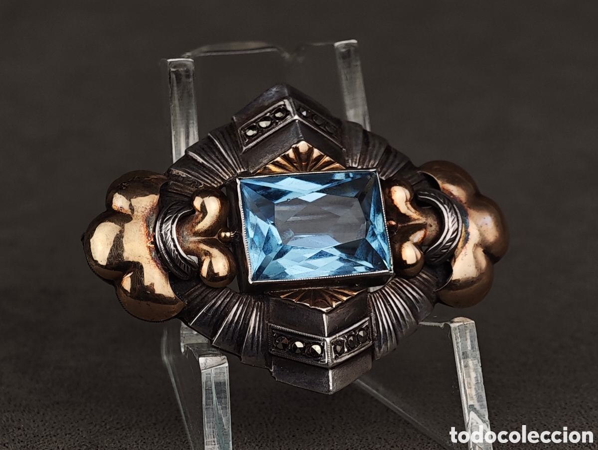 Joyeria: Antiguo Broche de Plata y Oro Art Deco - Foto 11