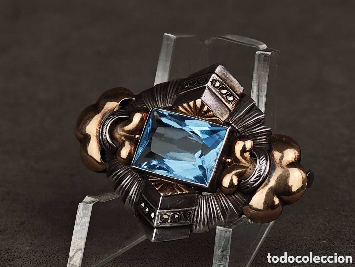Joyeria: Antiguo Broche de Plata y Oro Art Deco - Foto 12