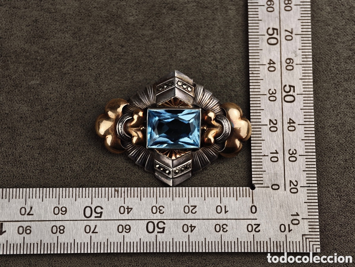 Joyeria: Antiguo Broche de Plata y Oro Art Deco - Foto 19