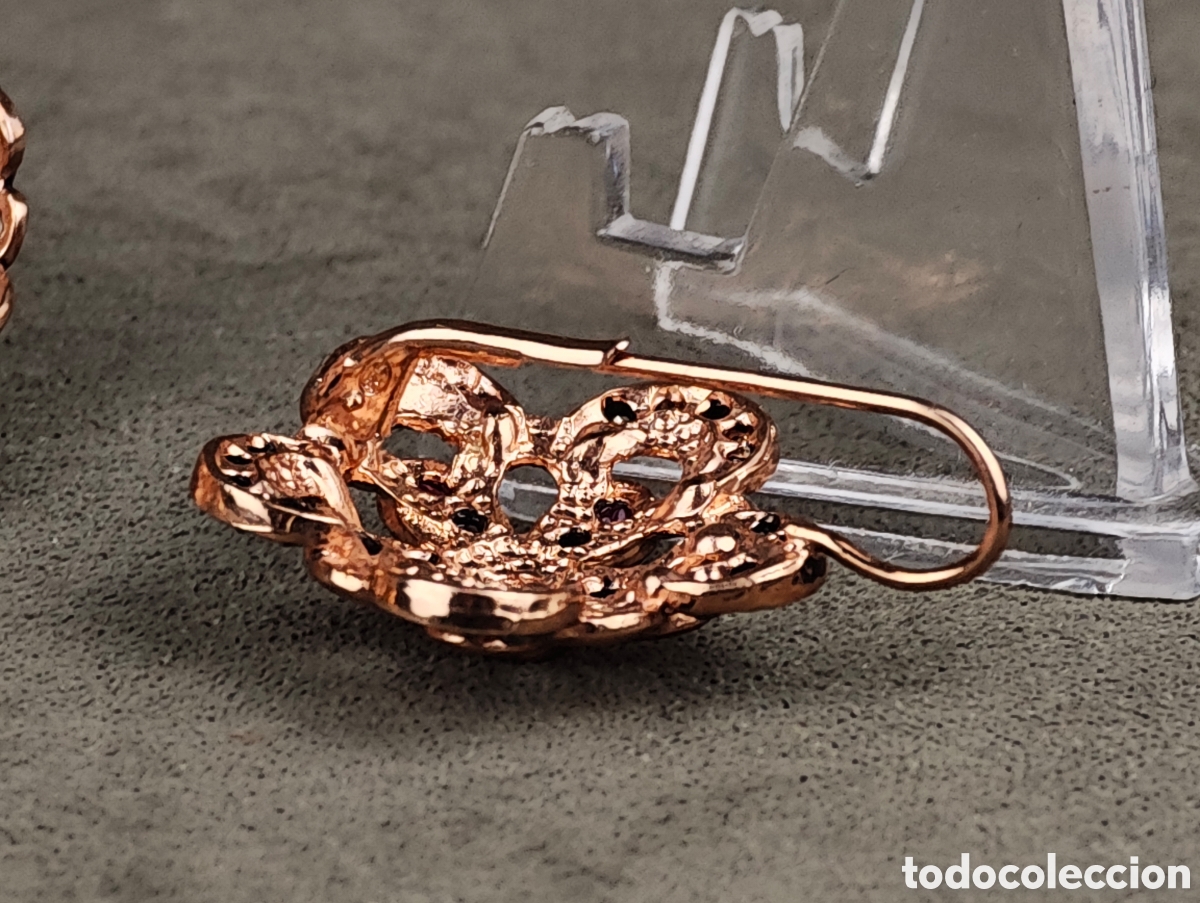 Joyeria: Antiguo Conjunto Broche y Pendientes de Plata Dorada - Foto 15