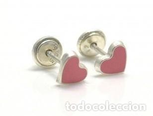 Joyeria: Pendientes de ni&ntilde;a en Plata de Ley 925, forma de coraz&oacute;n - Foto 1