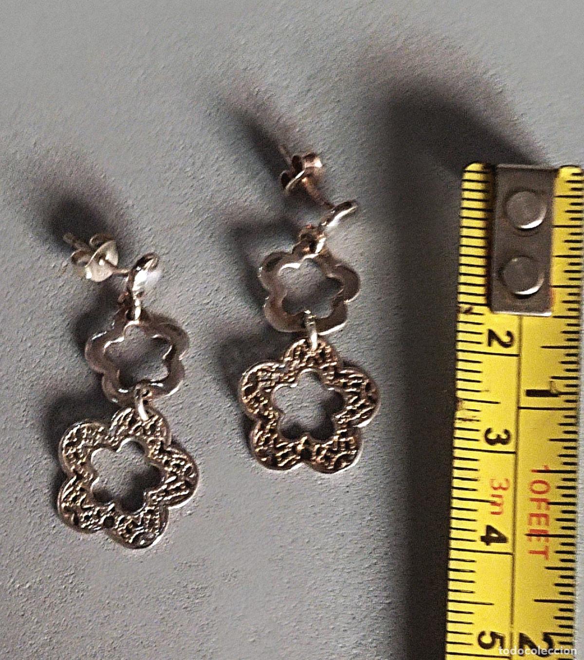 Joyeria: Pendientes de plata de ley, forma flores. - Foto 3