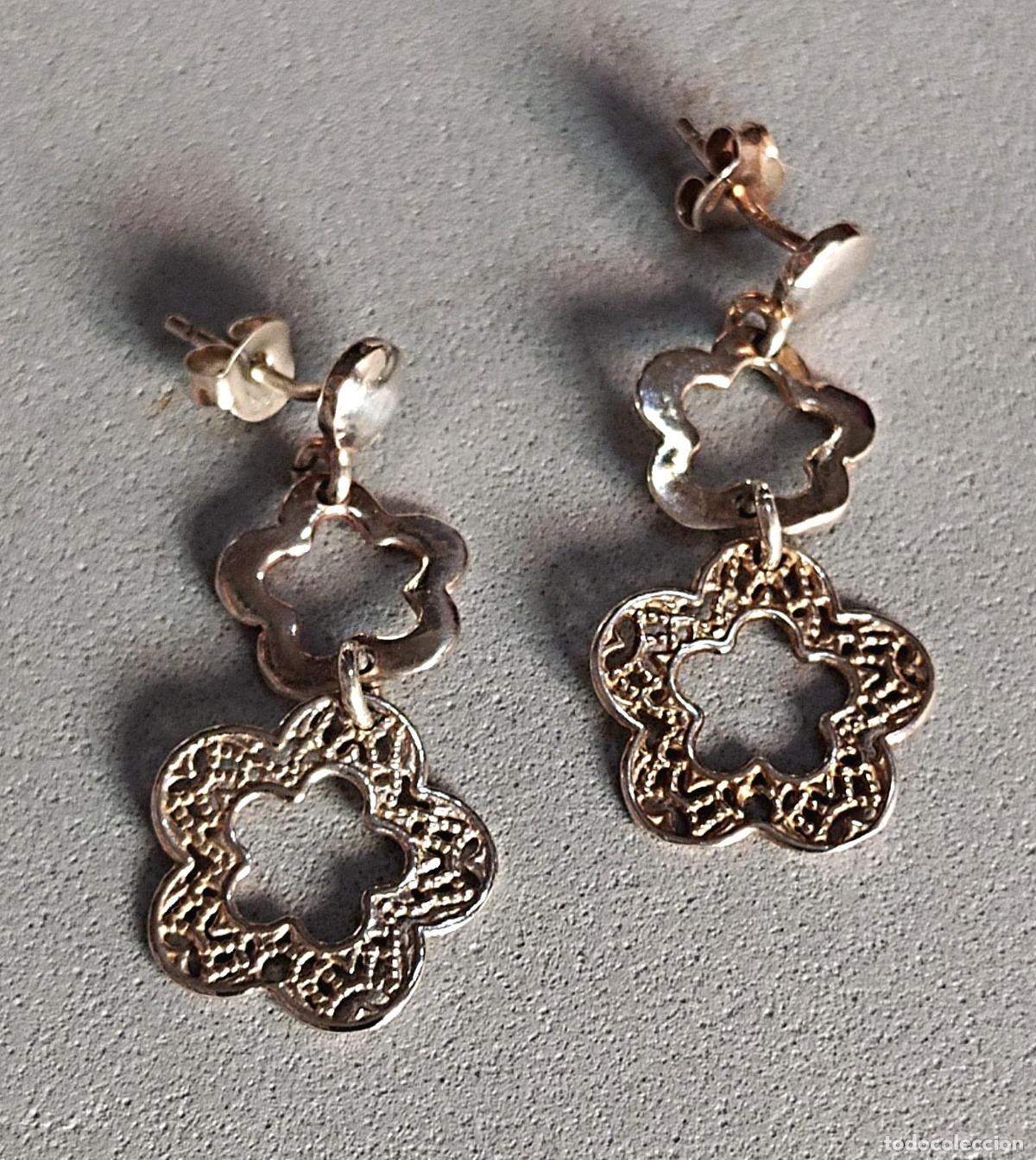 Joyeria: Pendientes de plata de ley, forma flores. - Foto 4