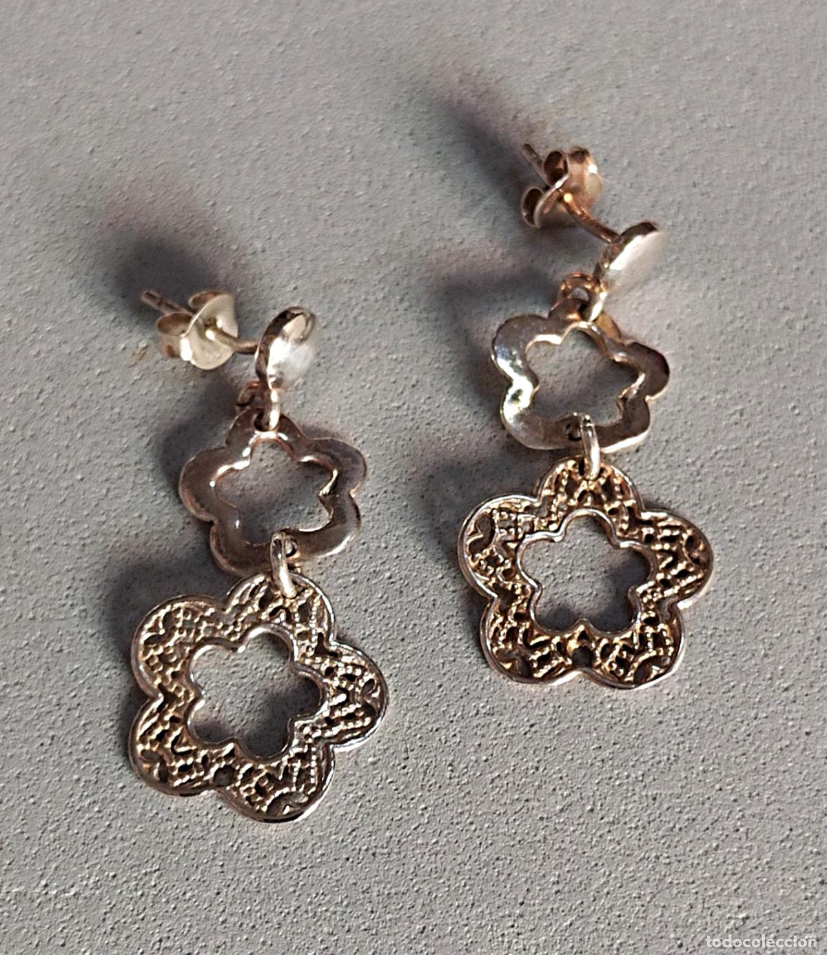 Joyeria: Pendientes de plata de ley, forma flores. - Foto 1