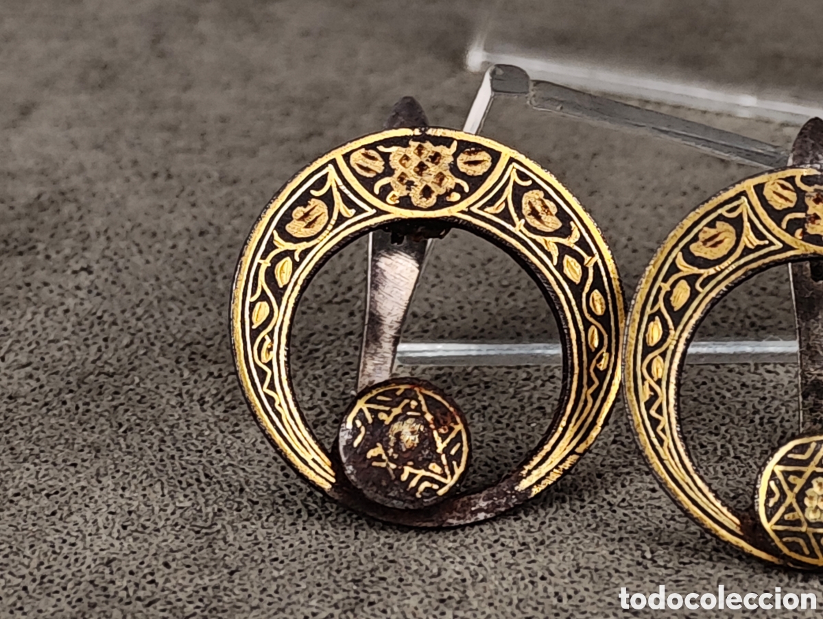 Joyeria: Antiguos Pendientes Damasquinados - Foto 3