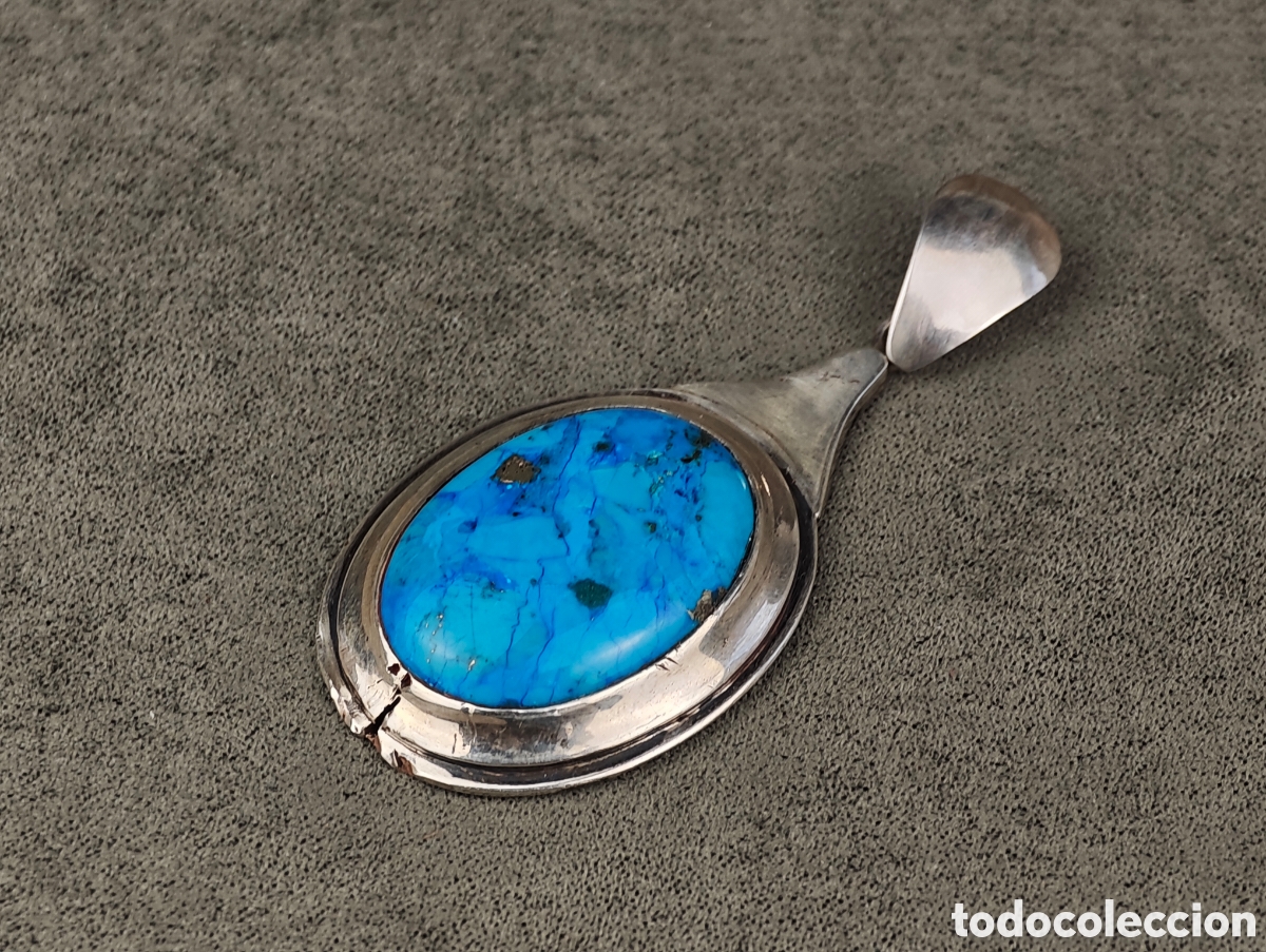 Joyeria: Antiguo Colgante de Plata y Turquesa - Foto 3