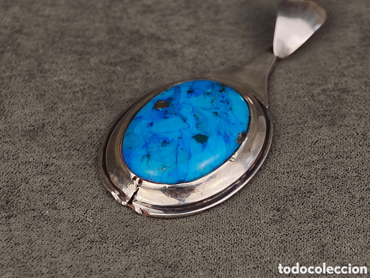 Joyeria: Antiguo Colgante de Plata y Turquesa - Foto 5