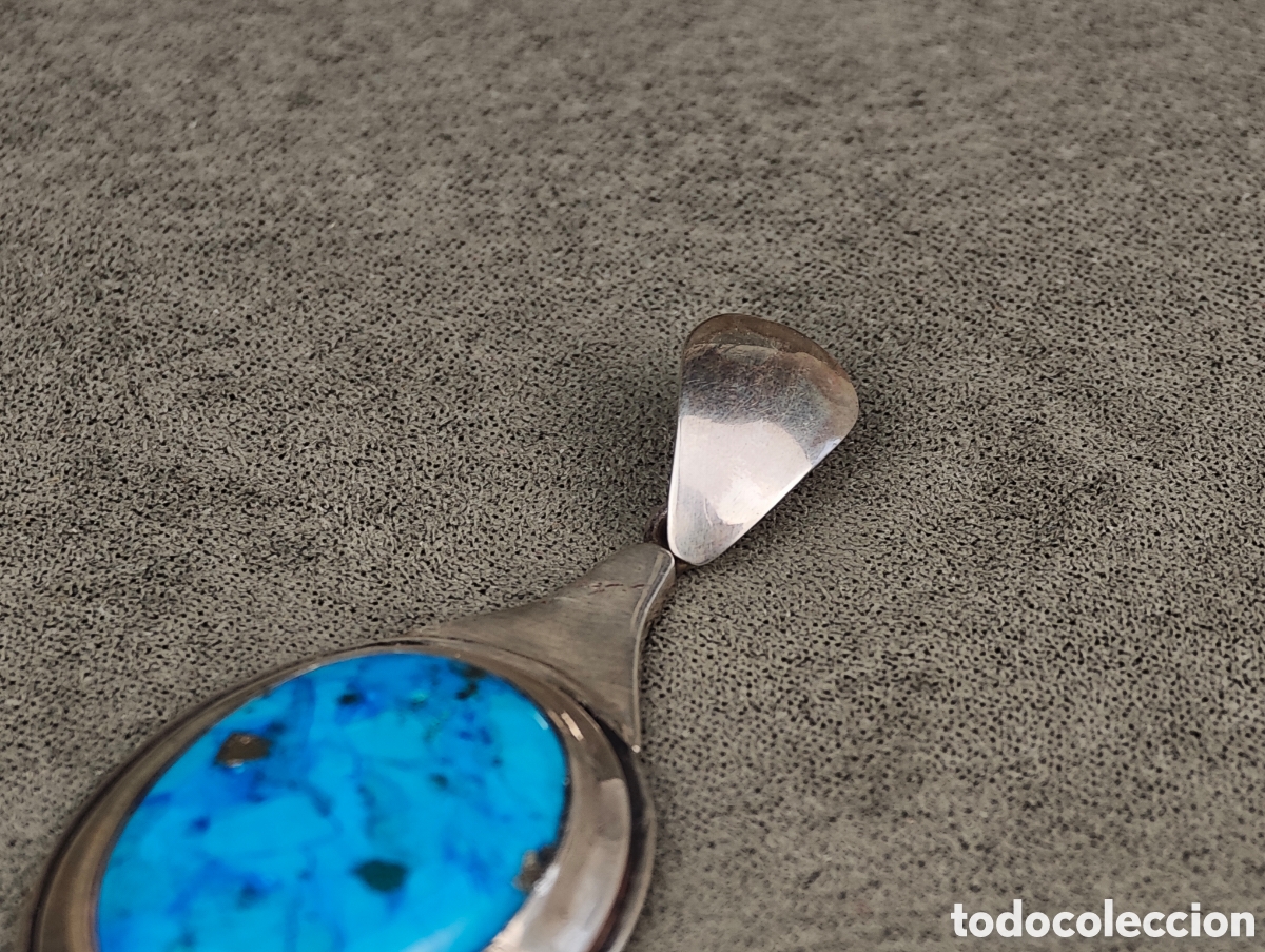 Joyeria: Antiguo Colgante de Plata y Turquesa - Foto 6