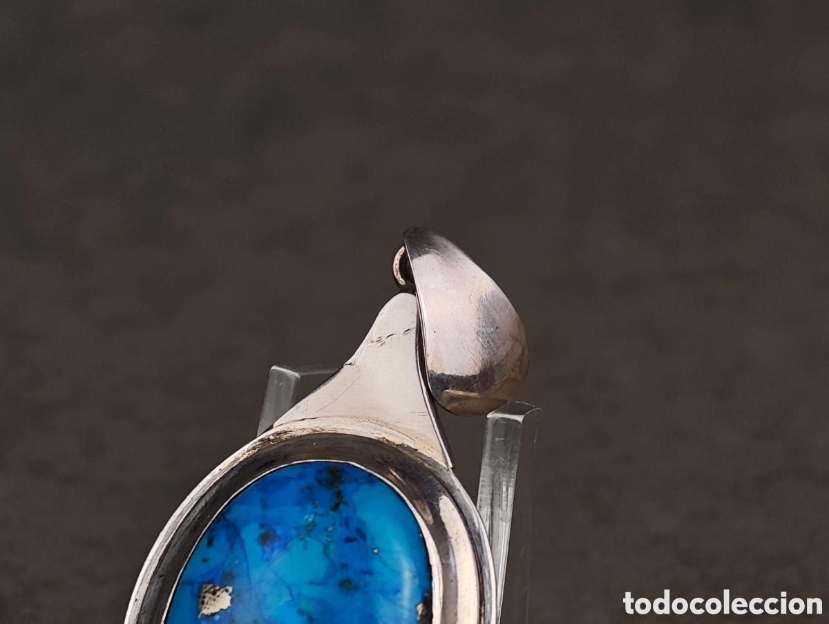 Joyeria: Antiguo Colgante de Plata y Turquesa - Foto 8