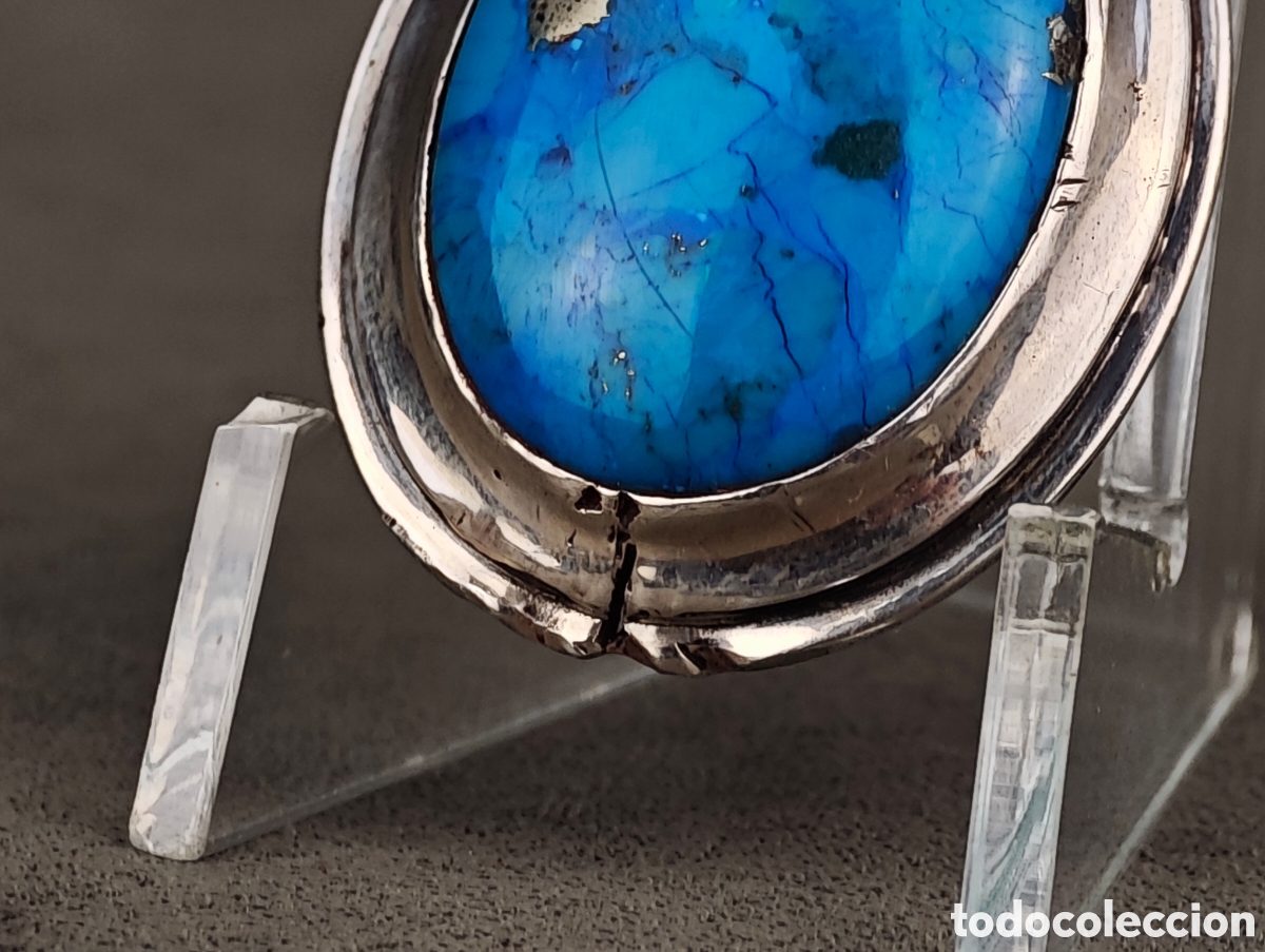 Joyeria: Antiguo Colgante de Plata y Turquesa - Foto 10