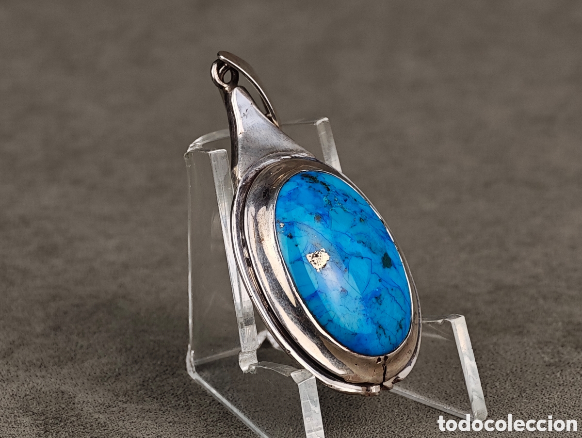 Joyeria: Antiguo Colgante de Plata y Turquesa - Foto 11