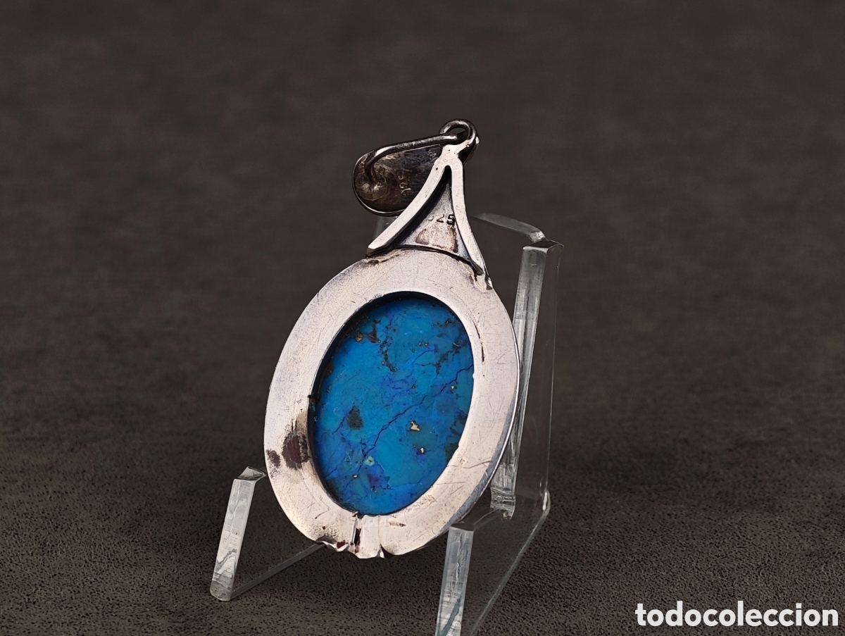 Joyeria: Antiguo Colgante de Plata y Turquesa - Foto 12