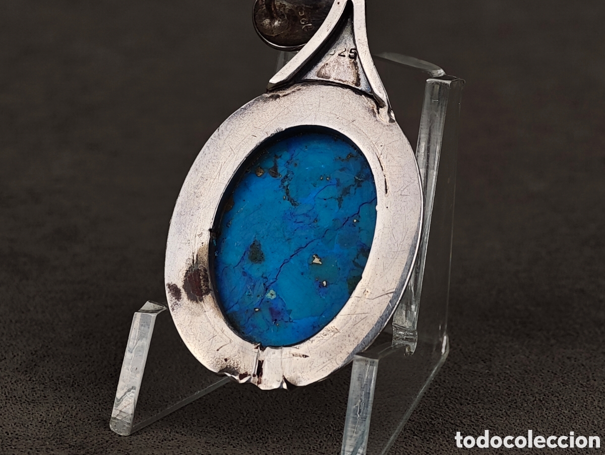 Joyeria: Antiguo Colgante de Plata y Turquesa - Foto 14