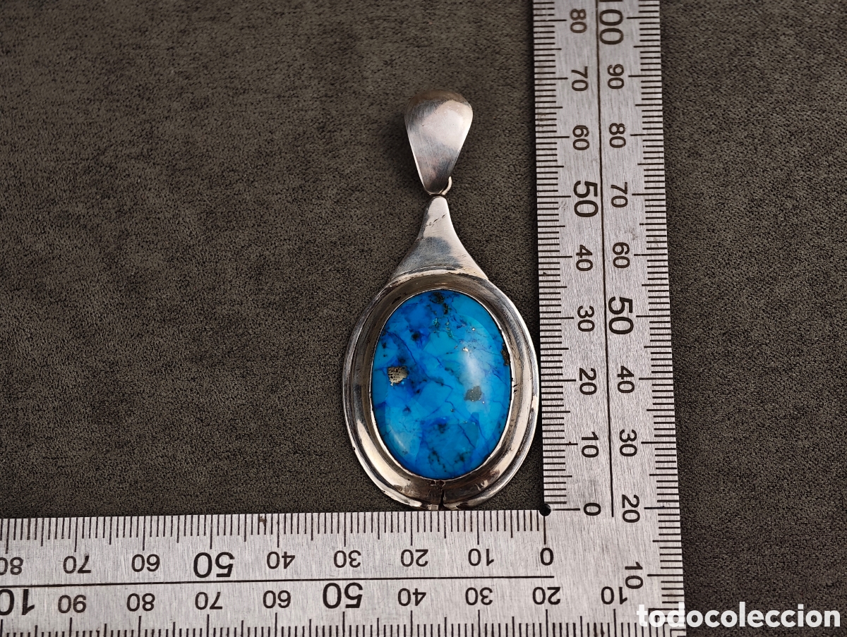 Joyeria: Antiguo Colgante de Plata y Turquesa - Foto 15