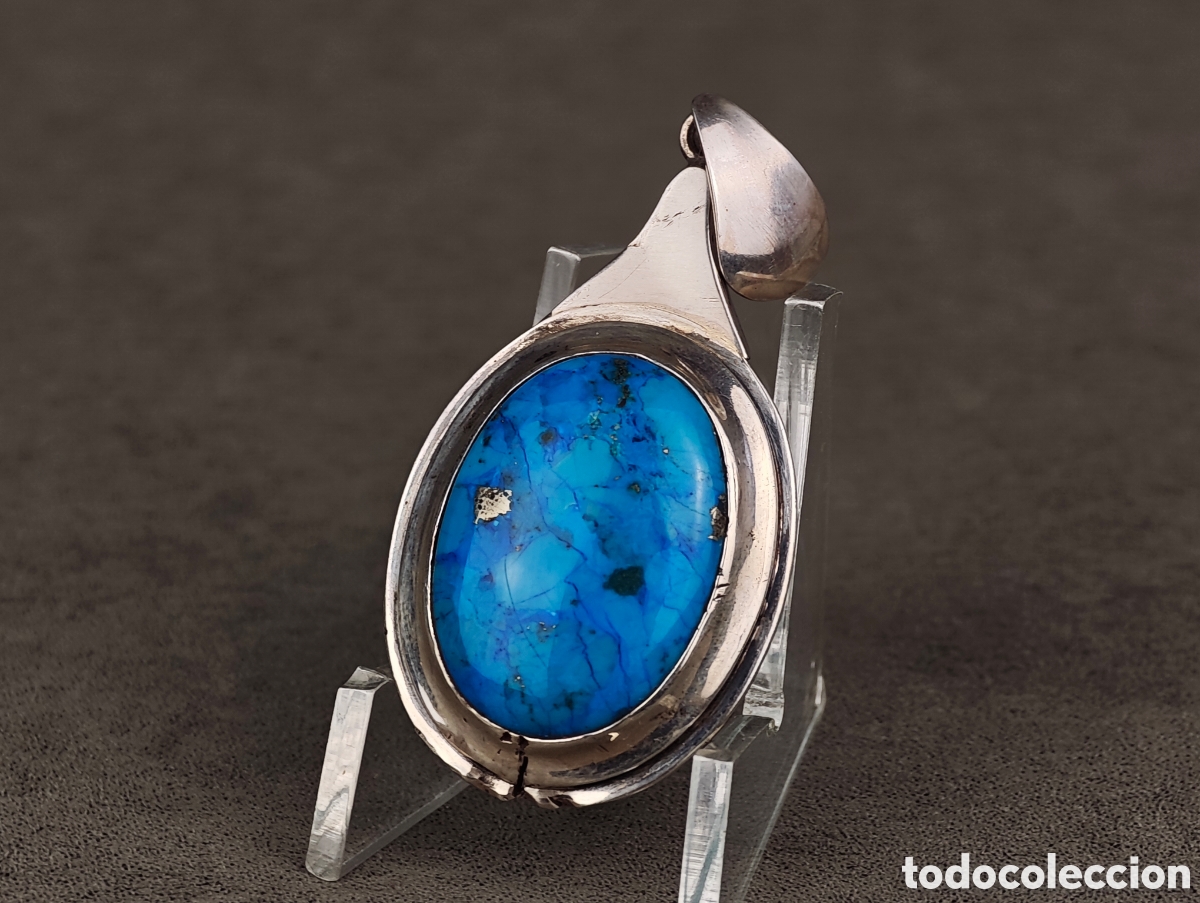 Joyeria: Antiguo Colgante de Plata y Turquesa - Foto 1