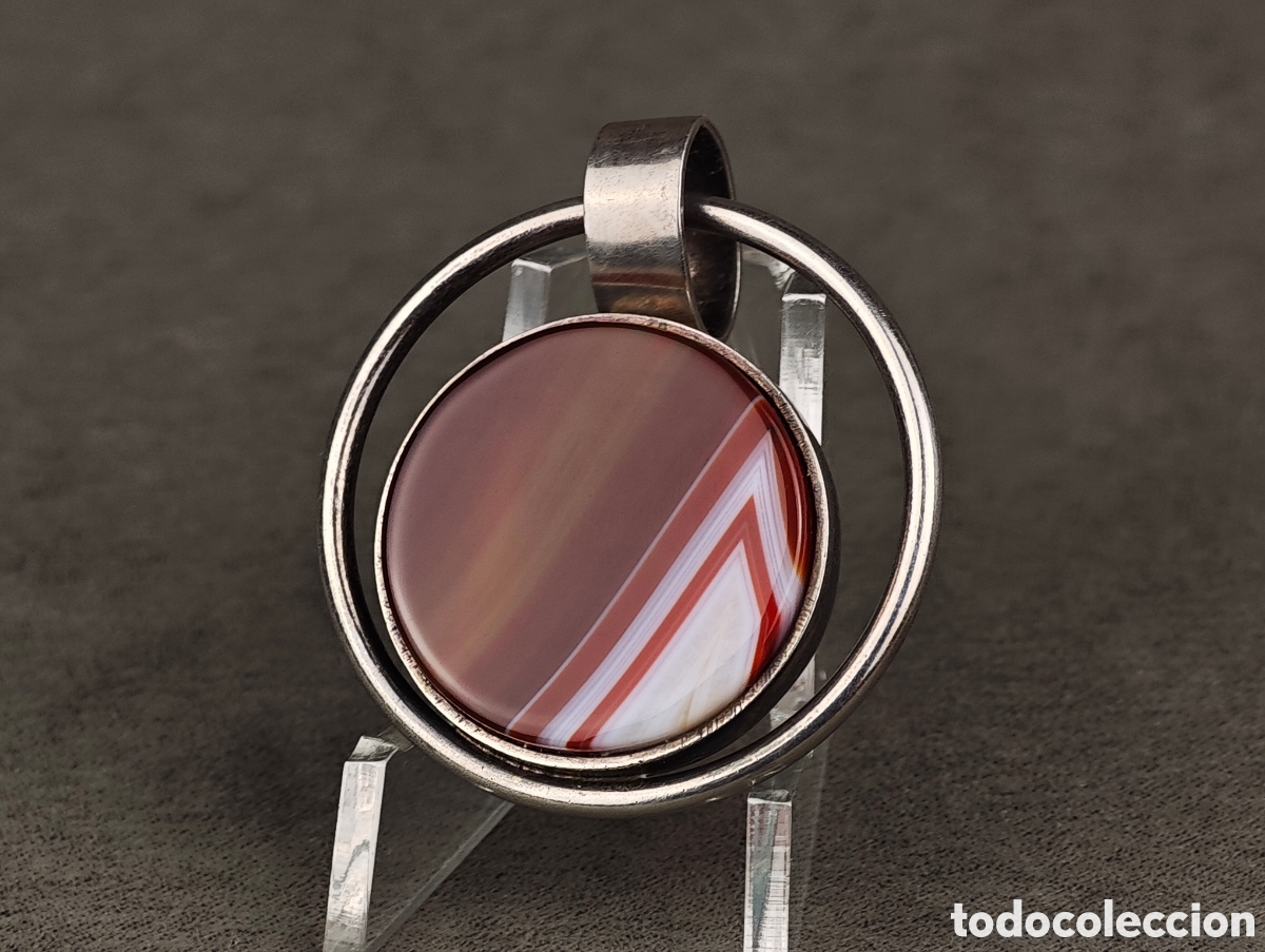 Joyeria: Antiguo Colgante de Plata y &Aacute;gata - Foto 2