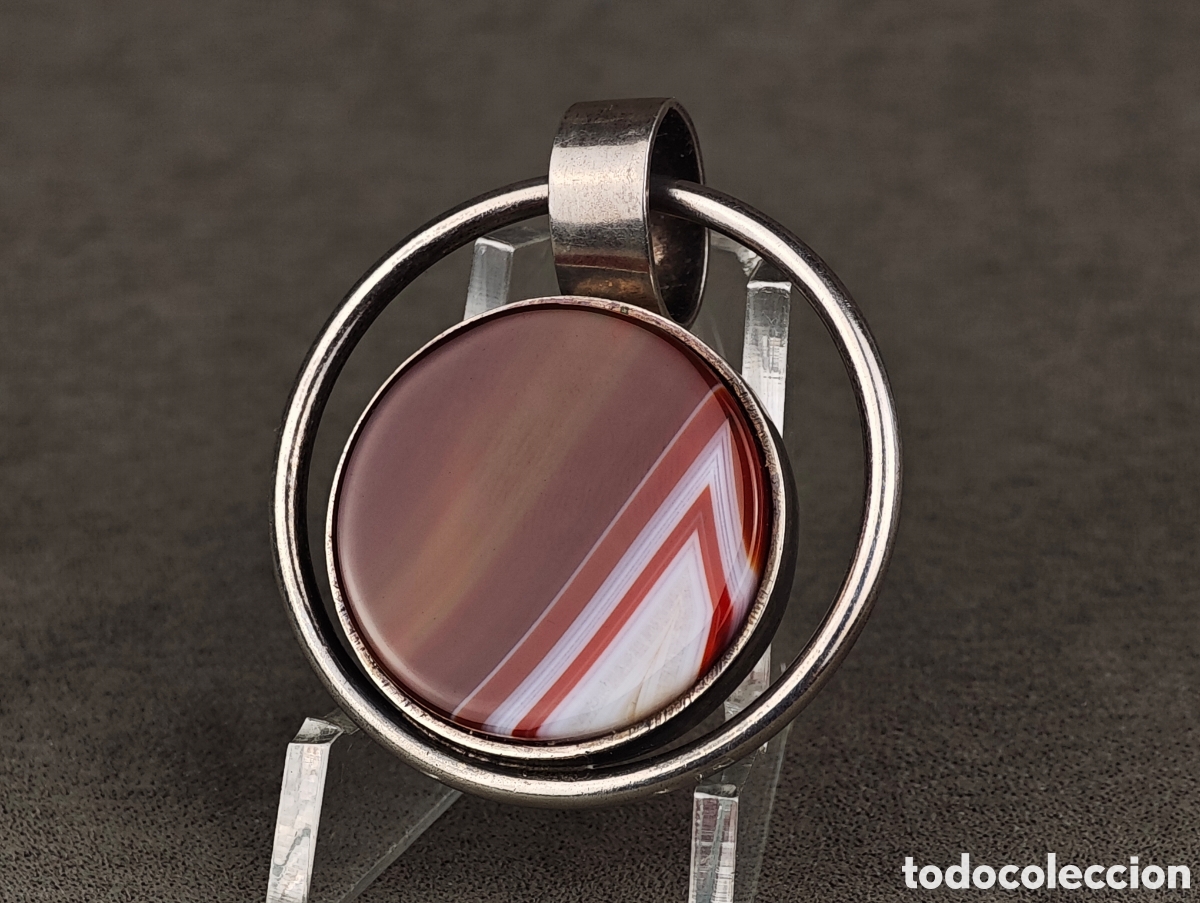 Joyeria: Antiguo Colgante de Plata y &Aacute;gata - Foto 1