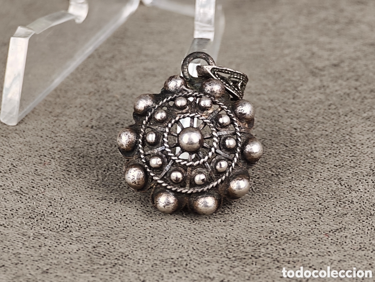Joyeria: Antiguo Colgante de Plata Boton Charro - Foto 2