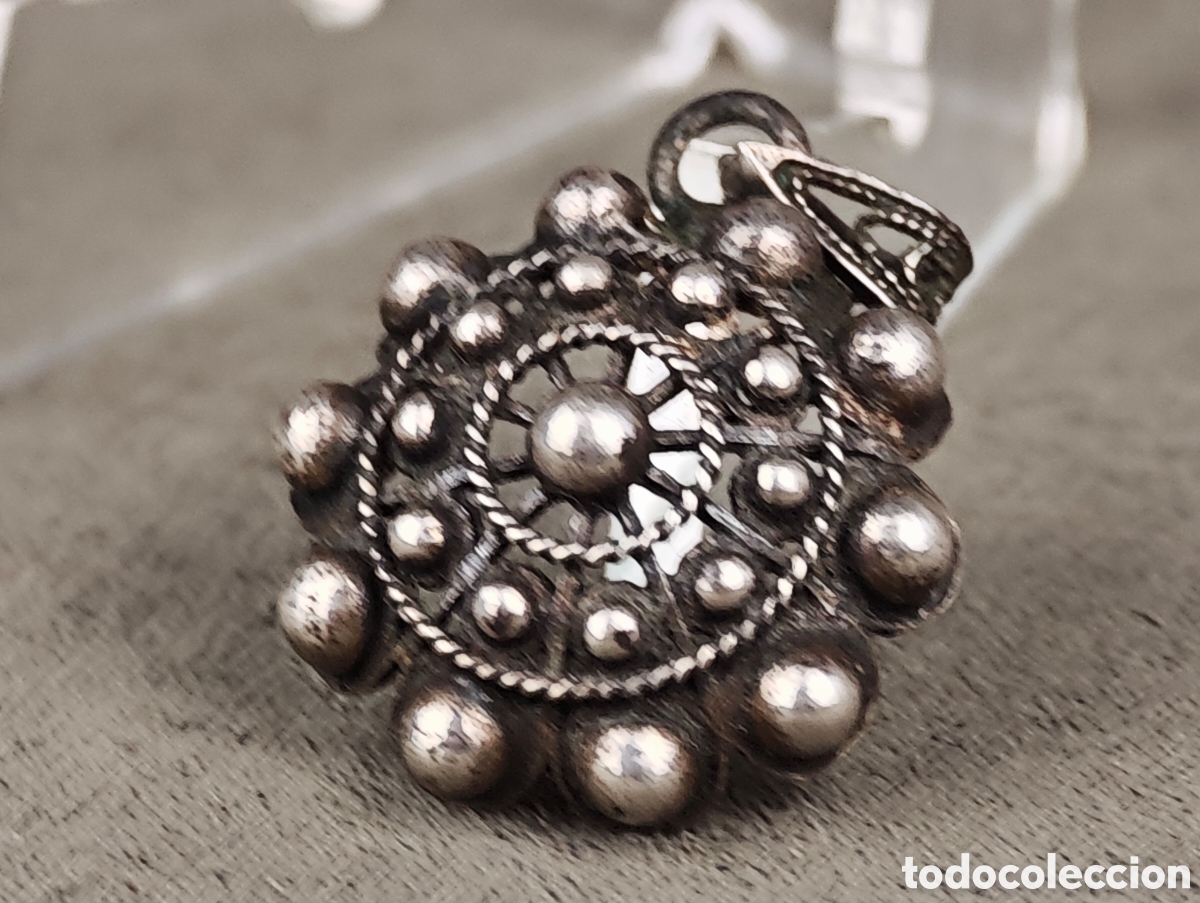Joyeria: Antiguo Colgante de Plata Boton Charro - Foto 3
