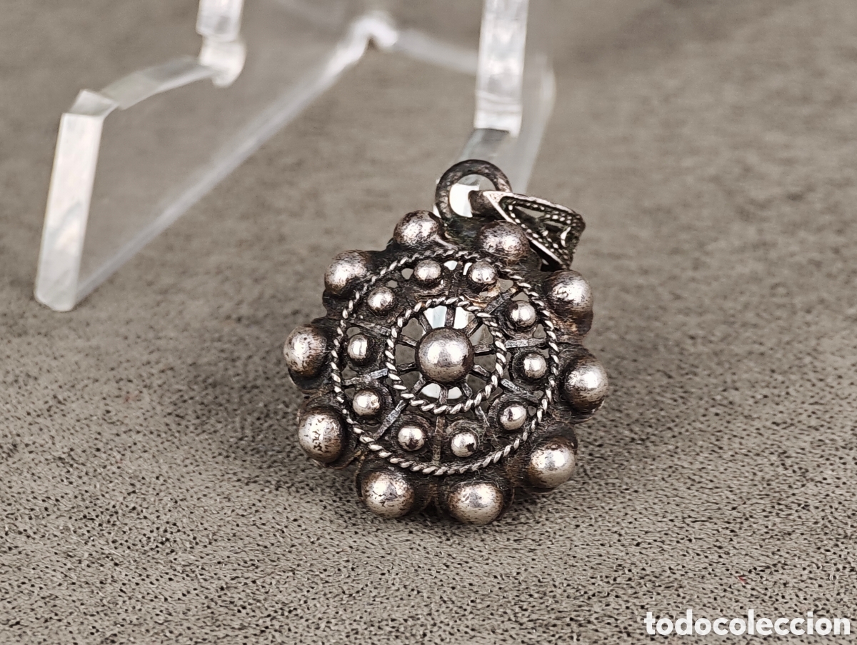 Joyeria: Antiguo Colgante de Plata Boton Charro - Foto 1