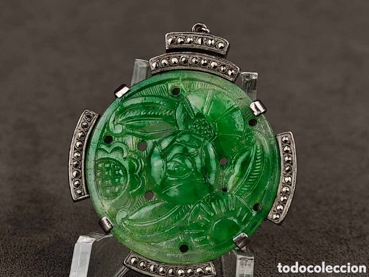 Joyeria: Antiguo Colgante Jade Art Deco - Foto 3
