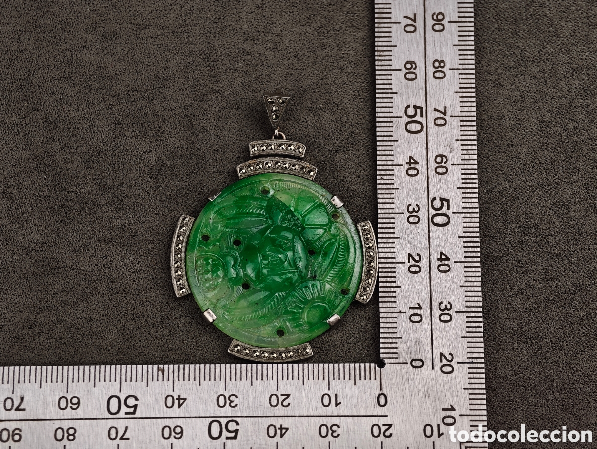 Joyeria: Antiguo Colgante Jade Art Deco - Foto 10