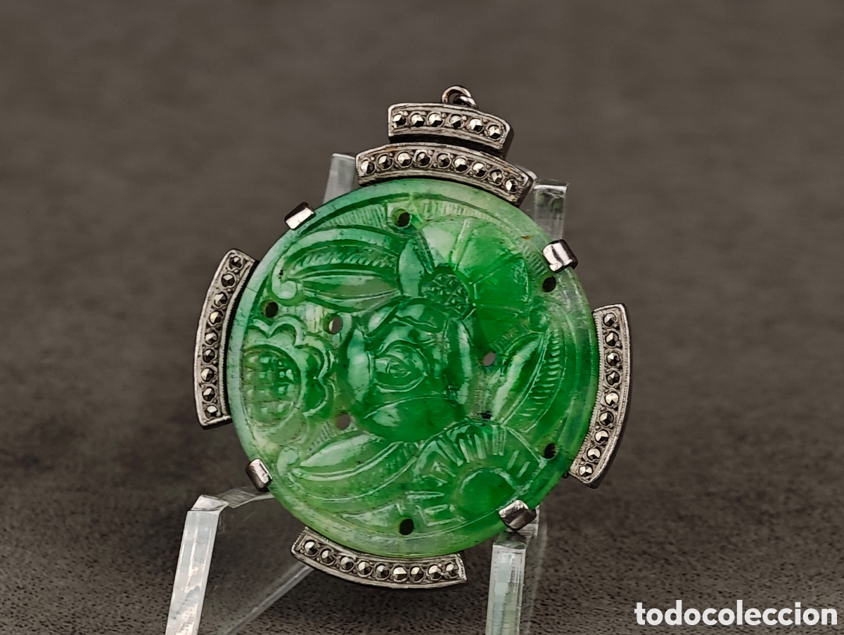 Joyeria: Antiguo Colgante Jade Art Deco - Foto 1