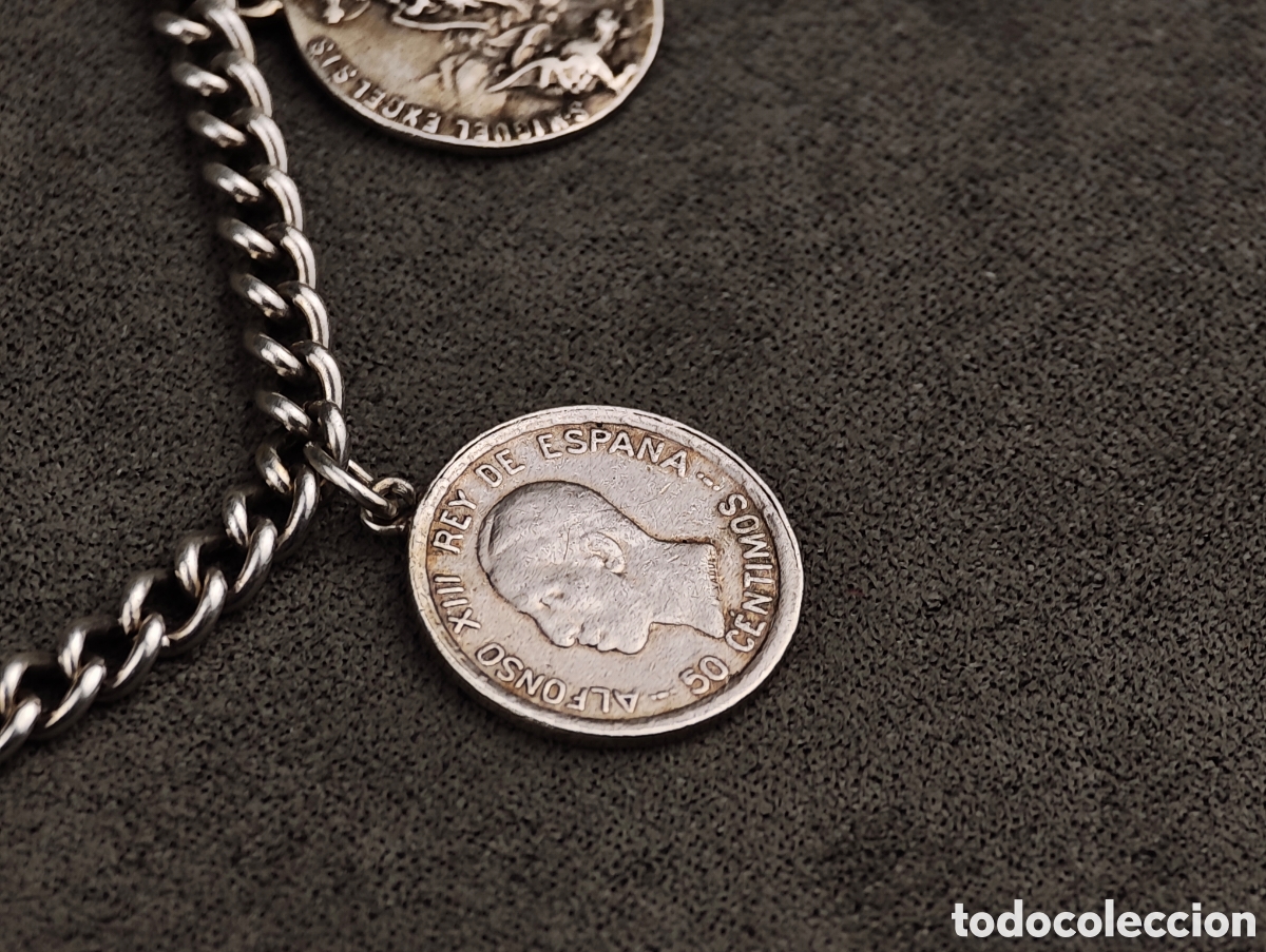 Joyeria: Antigua Pulsera de Plata con Monedas - Foto 5