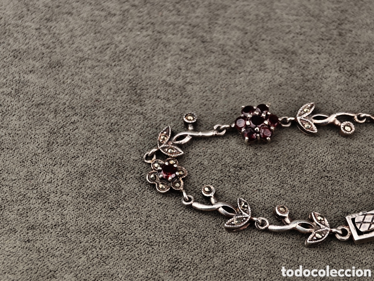 Joyeria: Antigua Pulsera de Plata y Granates - Foto 2