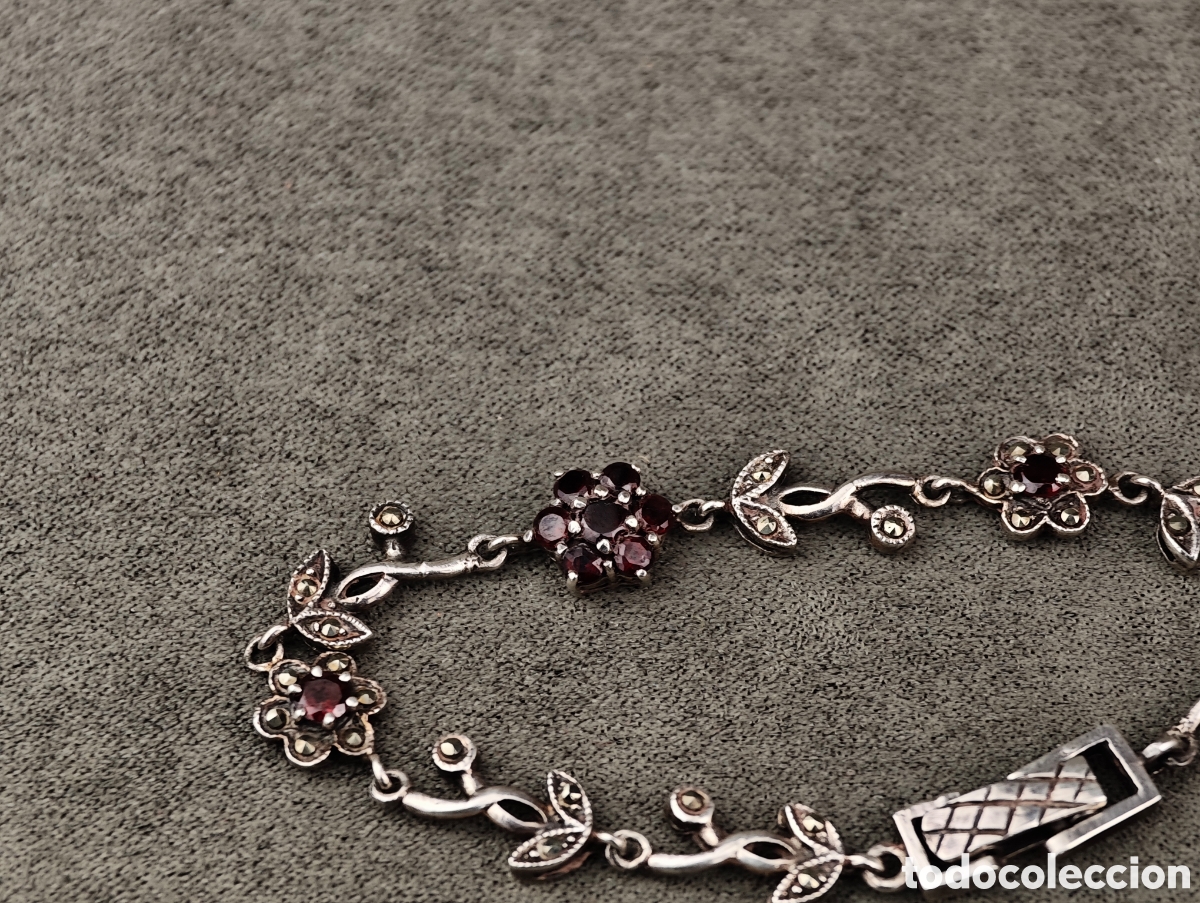 Joyeria: Antigua Pulsera de Plata y Granates - Foto 3