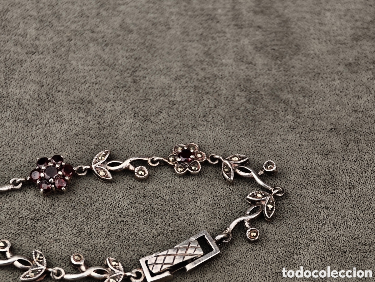 Joyeria: Antigua Pulsera de Plata y Granates - Foto 4