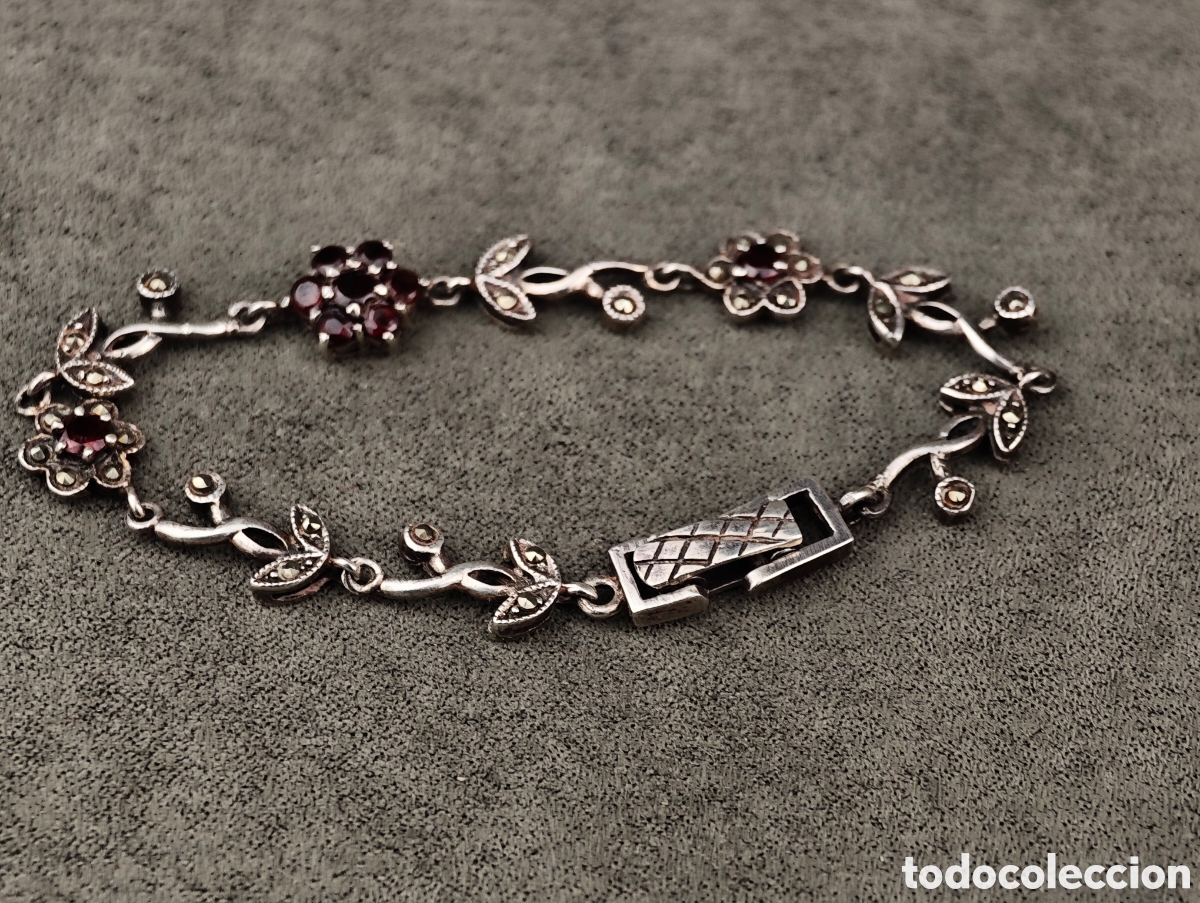 Joyeria: Antigua Pulsera de Plata y Granates - Foto 5