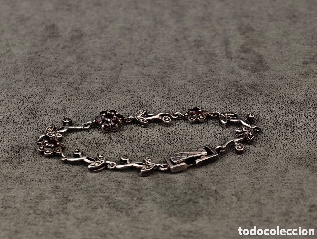 Joyeria: Antigua Pulsera de Plata y Granates - Foto 6
