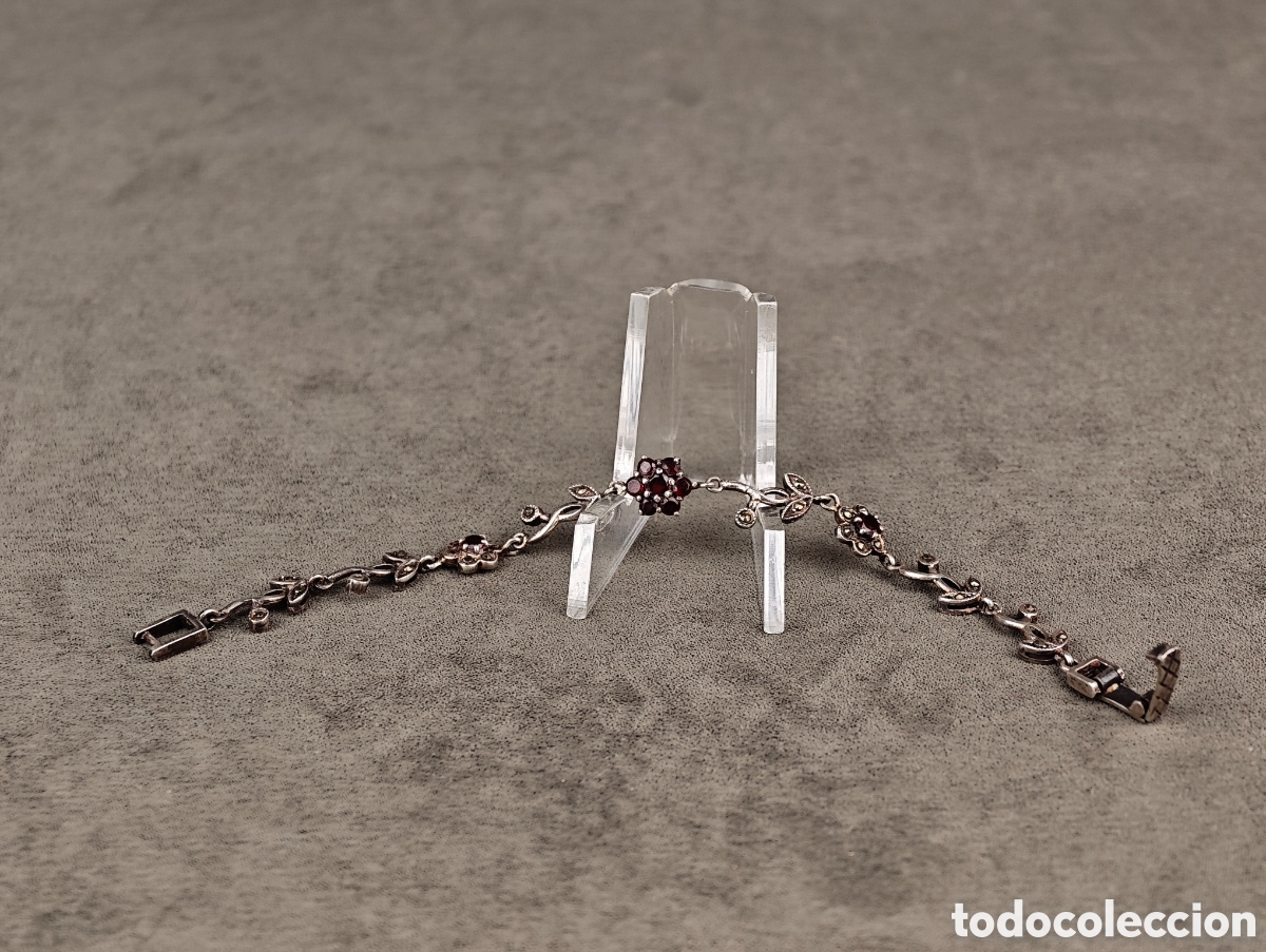 Joyeria: Antigua Pulsera de Plata y Granates - Foto 7