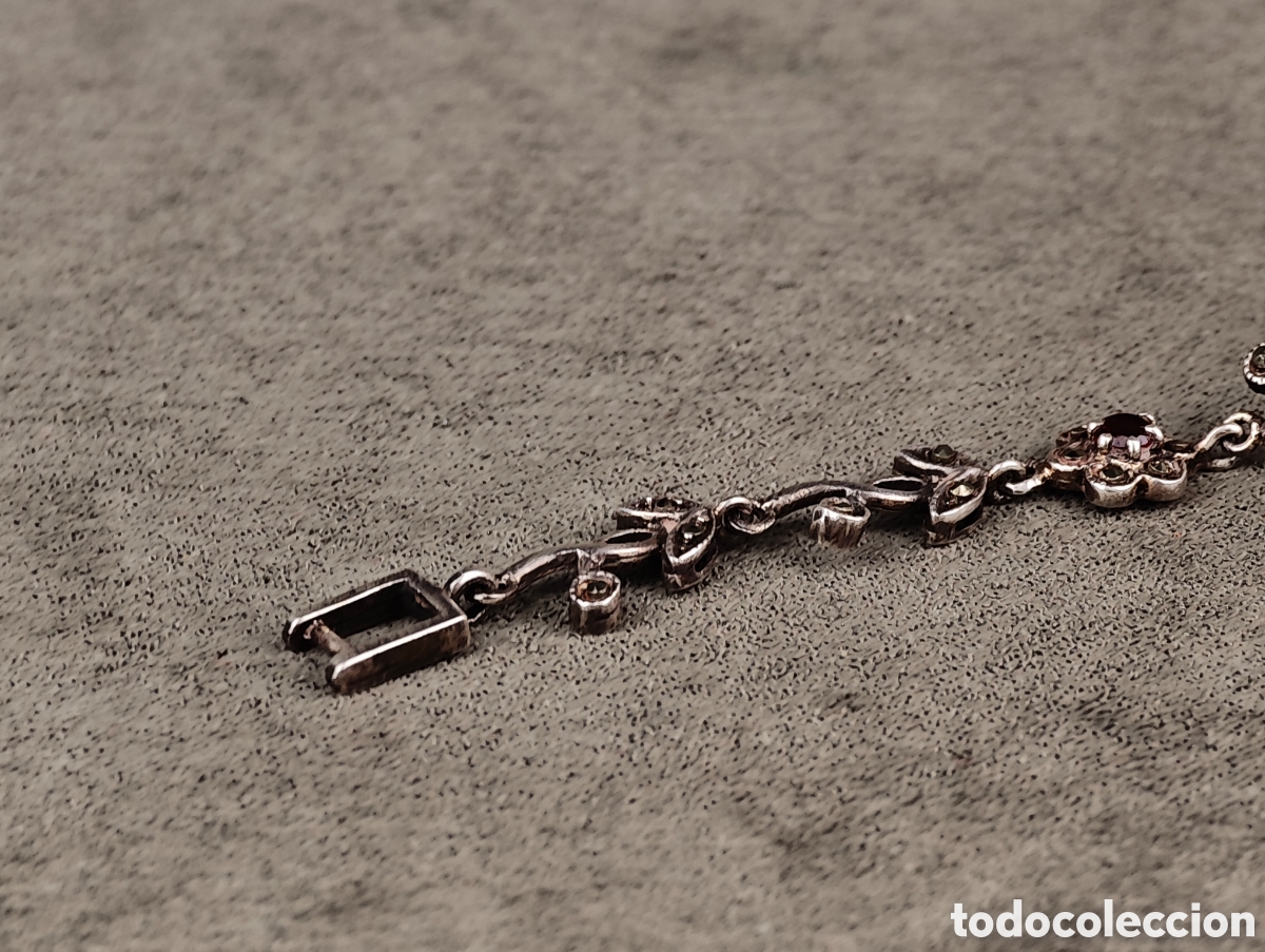 Joyeria: Antigua Pulsera de Plata y Granates - Foto 8