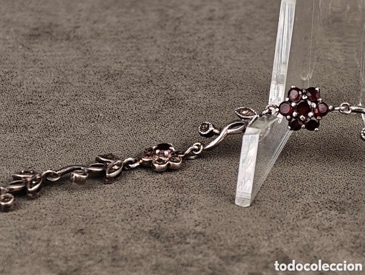 Joyeria: Antigua Pulsera de Plata y Granates - Foto 9