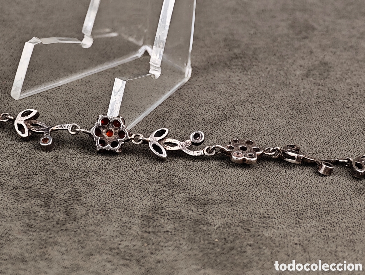Joyeria: Antigua Pulsera de Plata y Granates - Foto 18